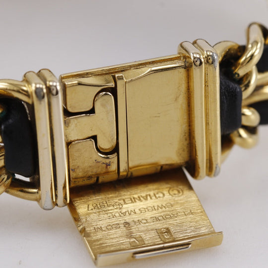 CHANEL Watches Quartz H0001 Plated Gold , Leather gold Premiere L black dial Women L Used Authentic