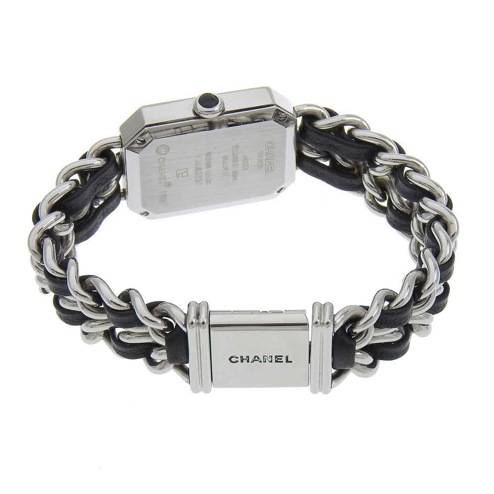 CHANEL Watches Quartz H0451 Stainless Steel , Embossed Leather Silver Premiere S black dial Women Used Authentic