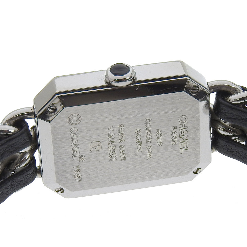 CHANEL Watches Quartz H0451 Stainless Steel , Embossed Leather Silver Premiere S black dial Women Used Authentic