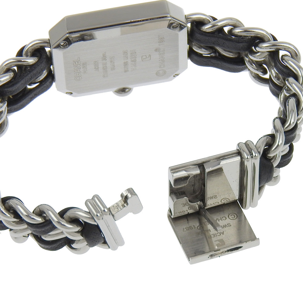 CHANEL Watches Quartz H0451 Stainless Steel , Embossed Leather Silver Premiere S black dial Women Used Authentic