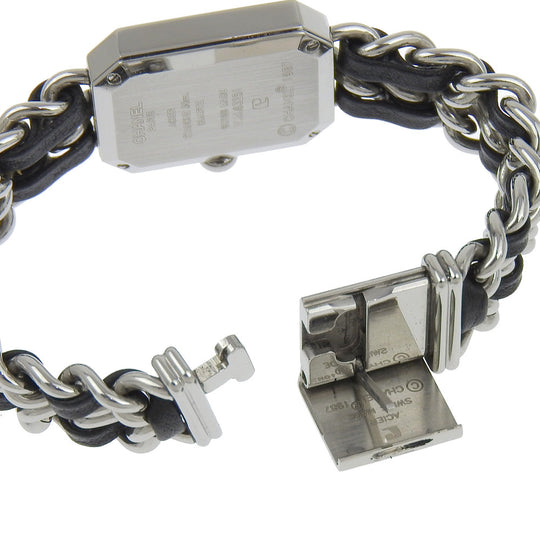 CHANEL Watches Quartz H0451 Stainless Steel , Embossed Leather Silver Premiere S black dial Women Used Authentic