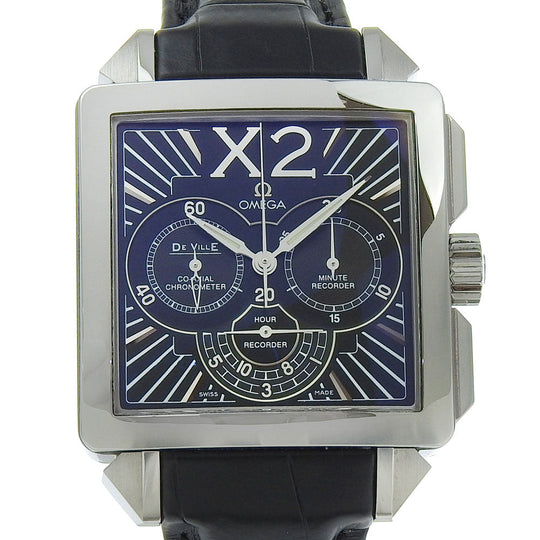 OMEGA Watches Mechanical Automatic 423.13.37.50.01.001 Stainless Steel , Embossed Leather Silver De Ville X2 Co-Axial black dial mens Used Authentic