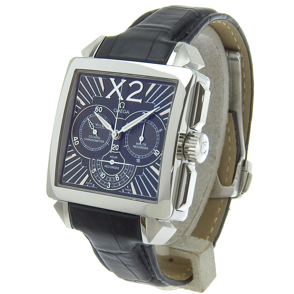 OMEGA Watches Mechanical Automatic 423.13.37.50.01.001 Stainless Steel , Embossed Leather Silver De Ville X2 Co-Axial black dial mens Used Authentic
