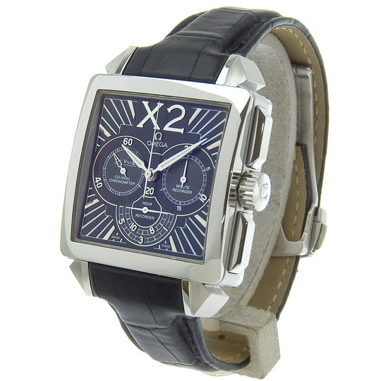 OMEGA Watches Mechanical Automatic 423.13.37.50.01.001 Stainless Steel , Embossed Leather Silver De Ville X2 Co-Axial black dial mens Used Authentic
