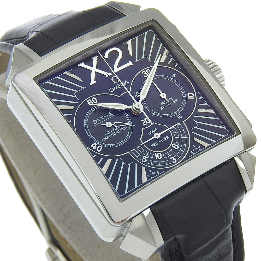 OMEGA Watches Mechanical Automatic 423.13.37.50.01.001 Stainless Steel , Embossed Leather Silver De Ville X2 Co-Axial black dial mens Used Authentic