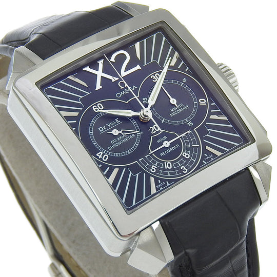 OMEGA Watches Mechanical Automatic 423.13.37.50.01.001 Stainless Steel , Embossed Leather Silver De Ville X2 Co-Axial black dial mens Used Authentic
