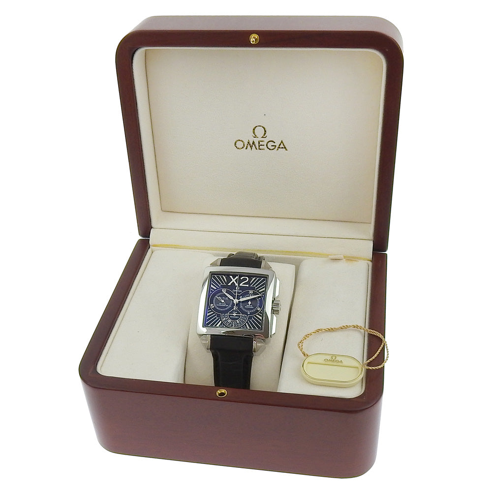 OMEGA Watches Mechanical Automatic 423.13.37.50.01.001 Stainless Steel , Embossed Leather Silver De Ville X2 Co-Axial black dial mens Used Authentic