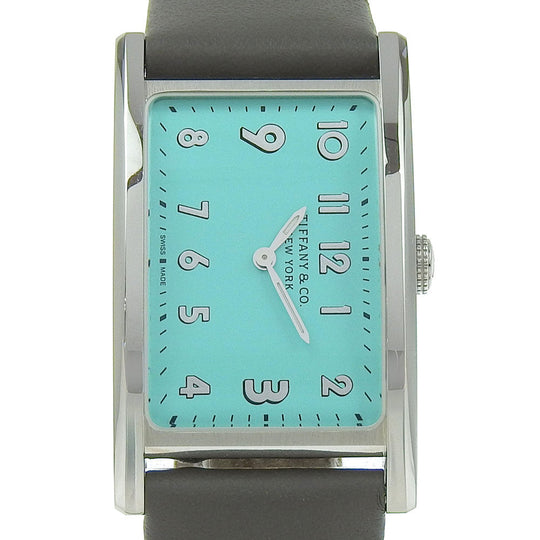 TIFFANY&Co. Watches Quartz 36668679 Stainless Steel , Embossed Leather blue East West blue dial Women Used Authentic