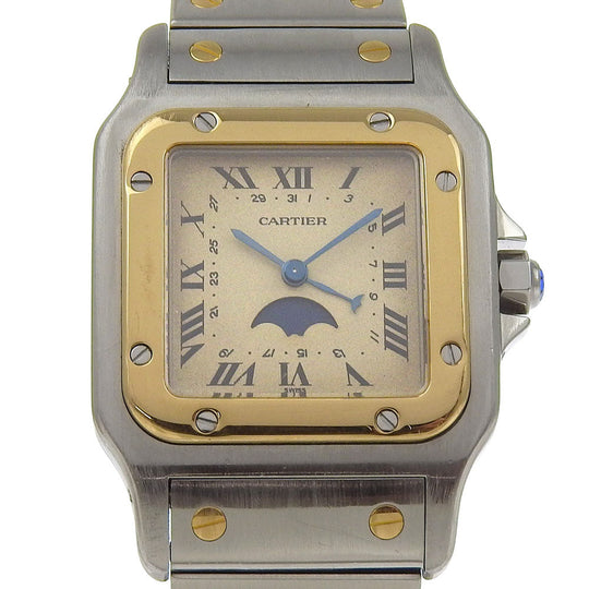 CARTIER Watches Quartz W20007C4 Stainless Steel , YG Silver Moon phase Santos Galve LM beige dial