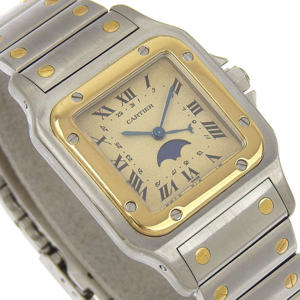 CARTIER Watches Quartz W20007C4 Stainless Steel , YG Silver Moon phase Santos Galve LM beige dial
