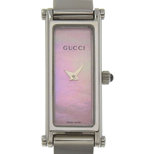 GUCCI Watches Quartz 1500L Stainless Steel Silver shell Pink shell dial mens Used Authentic