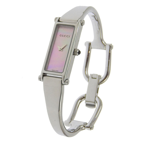 GUCCI Watches Quartz 1500L Stainless Steel Silver shell Pink shell dial mens Used Authentic