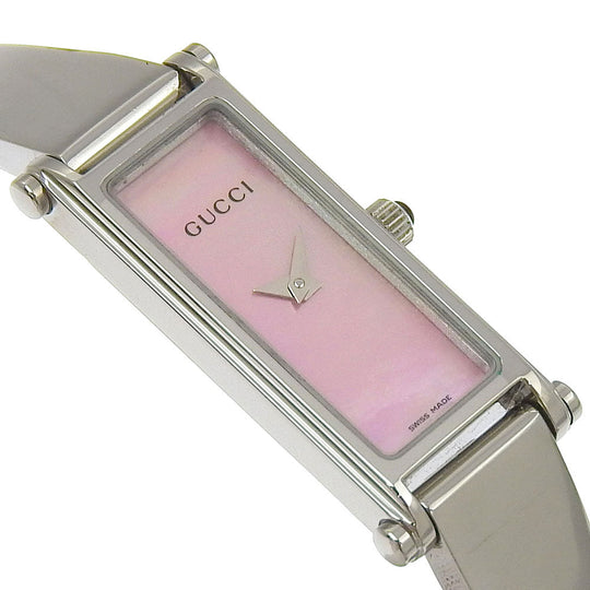 GUCCI Watches Quartz 1500L Stainless Steel Silver shell Pink shell dial mens Used Authentic