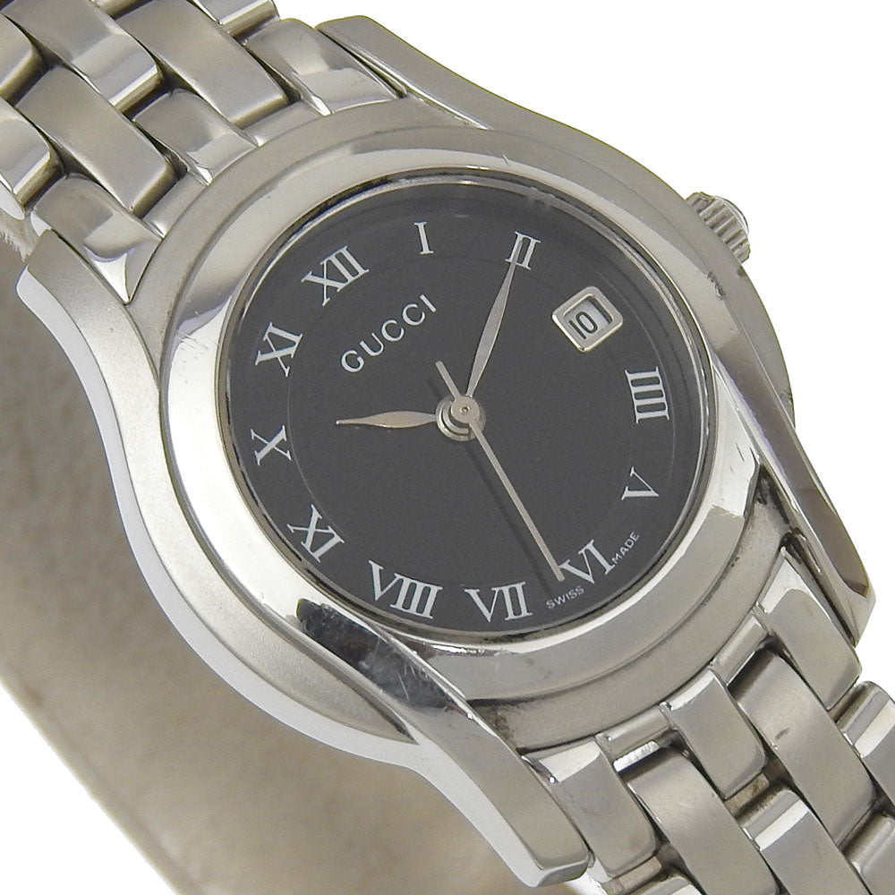 GUCCI Watches Quartz 5500L Stainless Steel Silver black dial Women Used Authentic