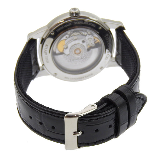 TIFFANY&Co. Watches Mechanical Automatic Z1810.68.10A10A00A Stainless Steel , Embossed Leather Silver Atlas Dome black dial mens Used Authentic