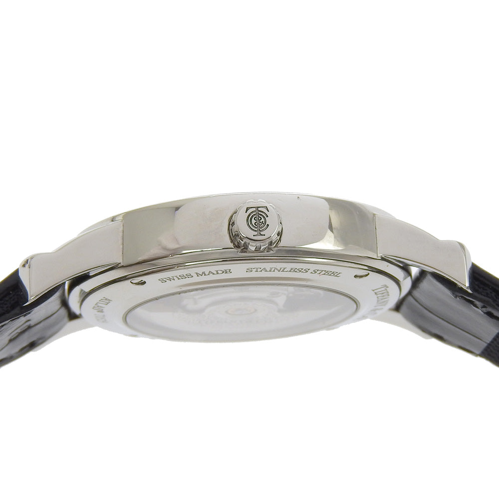 TIFFANY&Co. Watches Mechanical Automatic Z1810.68.10A10A00A Stainless Steel , Embossed Leather Silver Atlas Dome black dial mens Used Authentic