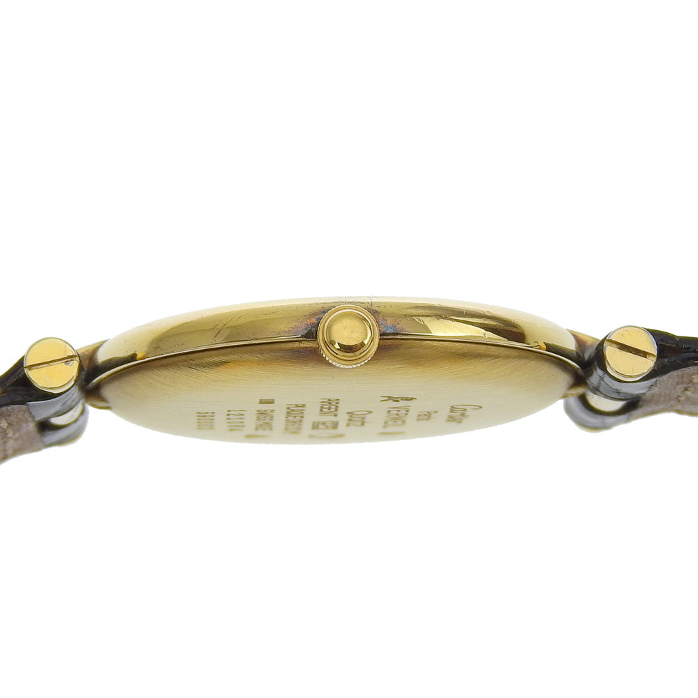 CARTIER Watches Quartz 590003 Silver925, embossed leather gold Vermeille Mast Vendome gold dial Women Used Authentic