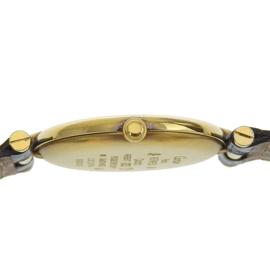 CARTIER Watches Quartz 590003 Silver925, embossed leather gold Vermeille Mast Vendome gold dial Women Used Authentic