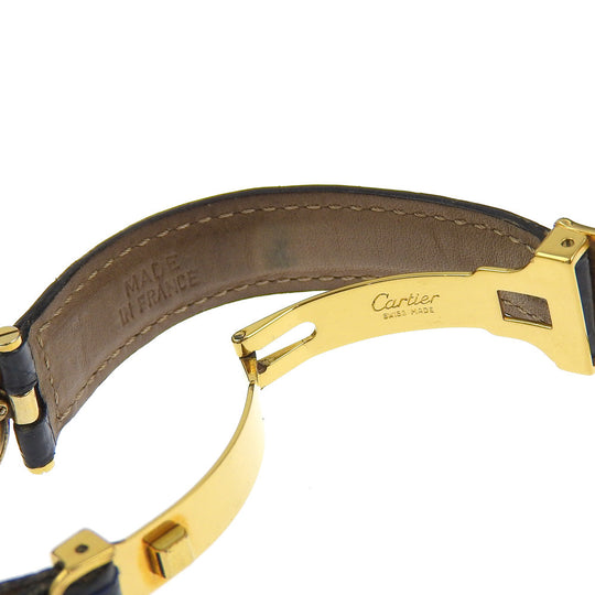 CARTIER Watches Quartz 590003 Silver925, embossed leather gold Vermeille Mast Vendome gold dial Women Used Authentic