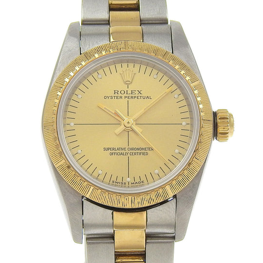 ROLEX Watches Mechanical Automatic 76243 Stainless Steel , YG gold Y number cal.2230 Oyster perpetual Champagne dial Women Used Authentic