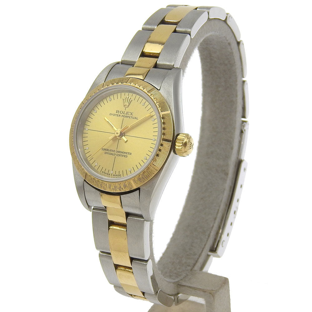 ROLEX Watches Mechanical Automatic 76243 Stainless Steel , YG gold Y number cal.2230 Oyster perpetual Champagne dial Women Used Authentic