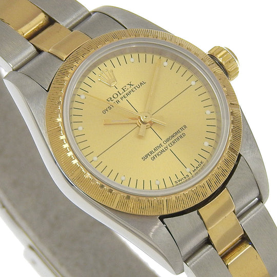 ROLEX Watches Mechanical Automatic 76243 Stainless Steel , YG gold Y number cal.2230 Oyster perpetual Champagne dial Women Used Authentic