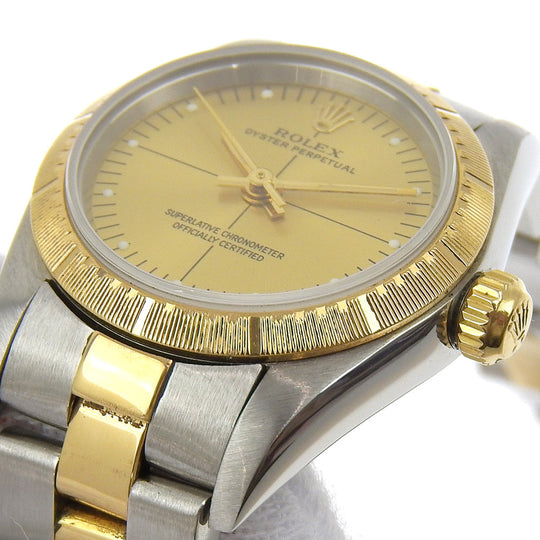 ROLEX Watches Mechanical Automatic 76243 Stainless Steel , YG gold Y number cal.2230 Oyster perpetual Champagne dial Women Used Authentic