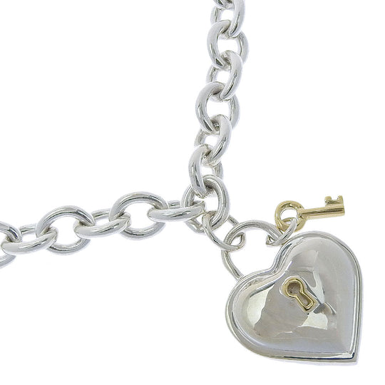 TIFFANY&Co. Necklace Silver925, K18 Yellow Gold Silver Heart lock key Women Used Authentic
