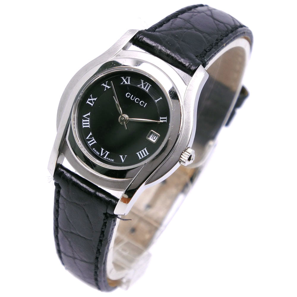 GUCCI Watches Quartz 5500L Stainless Steel , Leather Silver black dial Women Used Authentic