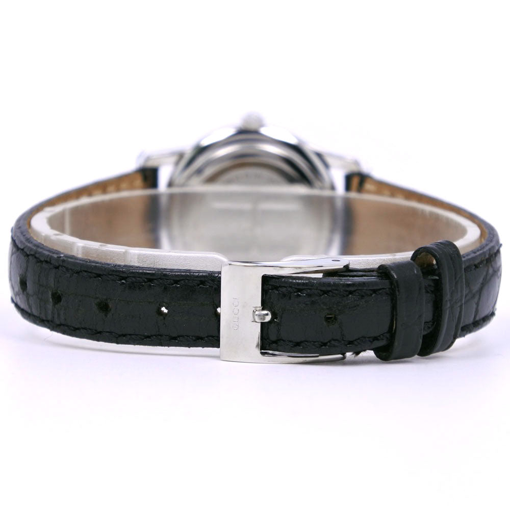 GUCCI Watches Quartz 5500L Stainless Steel , Leather Silver black dial Women Used Authentic