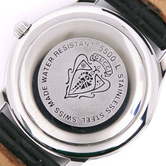 GUCCI Watches Quartz 5500L Stainless Steel , Leather Silver black dial Women Used Authentic