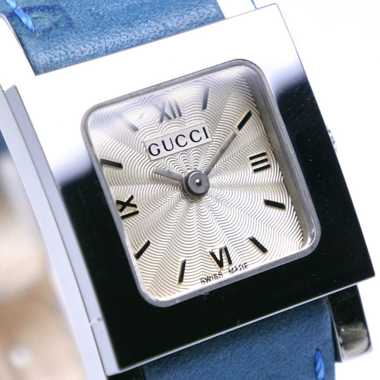 GUCCI Watches Quartz 7900P Stainless Steel , Leather Silver/light blue Silver dial Women Used Authentic