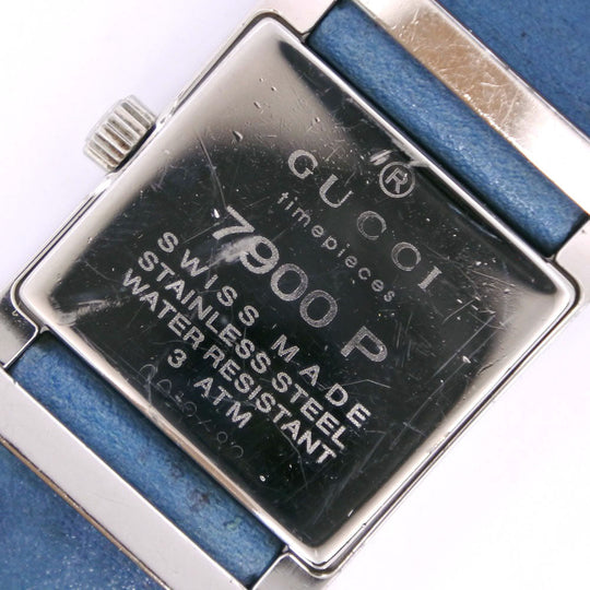 GUCCI Watches Quartz 7900P Stainless Steel , Leather Silver/light blue Silver dial Women Used Authentic