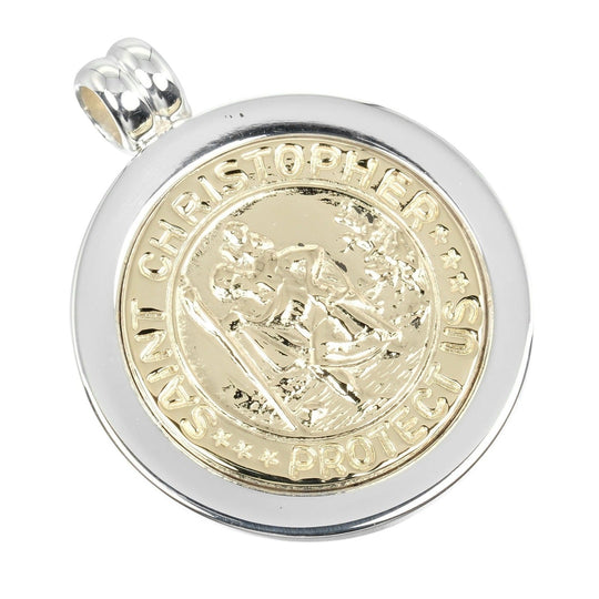 TIFFANY&Co. Pendant top Silver925, K18 Yellow Gold Silver St. Christopher Women Used Authentic