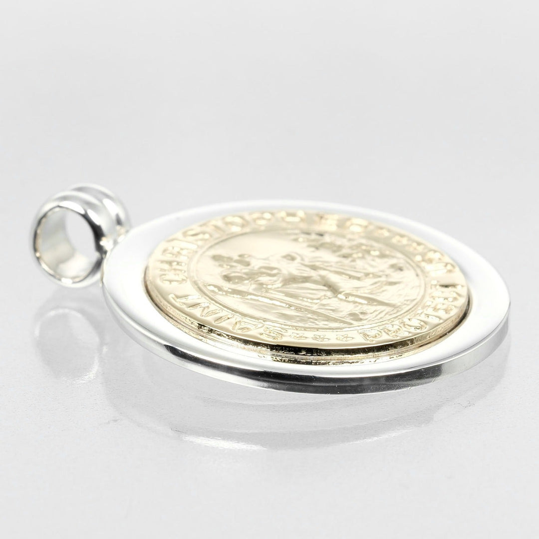 TIFFANY&Co. Pendant top Silver925, K18 Yellow Gold Silver St. Christopher Women Used Authentic