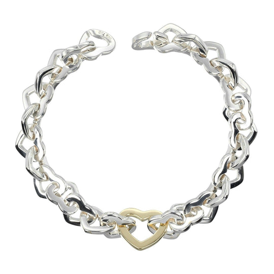 TIFFANY&Co. bracelet Silver925, K18 Yellow Gold Silver Circumference of Wristaround6.4" Heart link Women Used Authentic