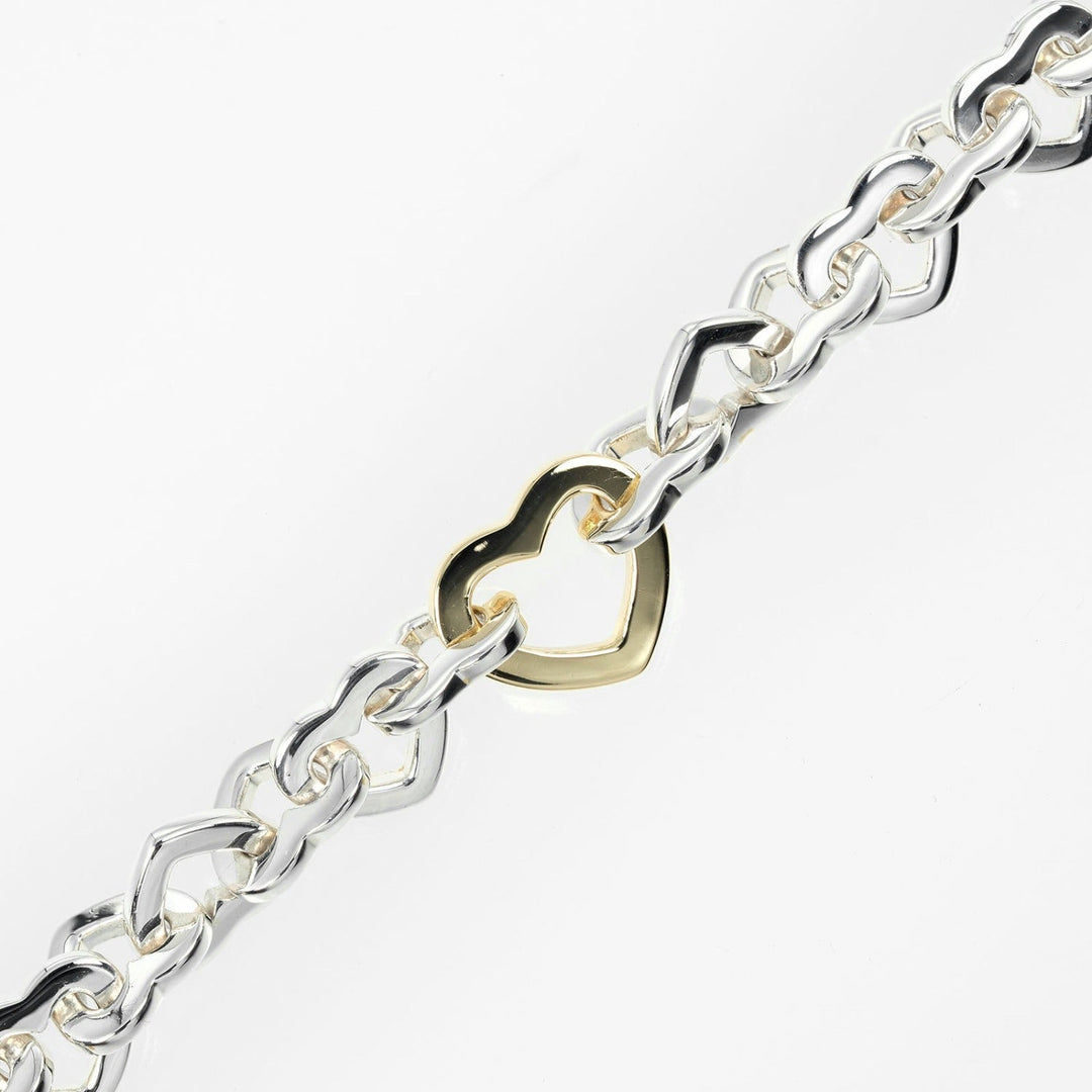TIFFANY&Co. bracelet Silver925, K18 Yellow Gold Silver Circumference of Wristaround6.4" Heart link Women Used Authentic