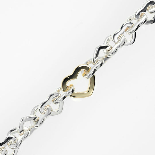 TIFFANY&Co. bracelet Silver925, K18 Yellow Gold Silver Circumference of Wristaround6.4" Heart link Women Used Authentic
