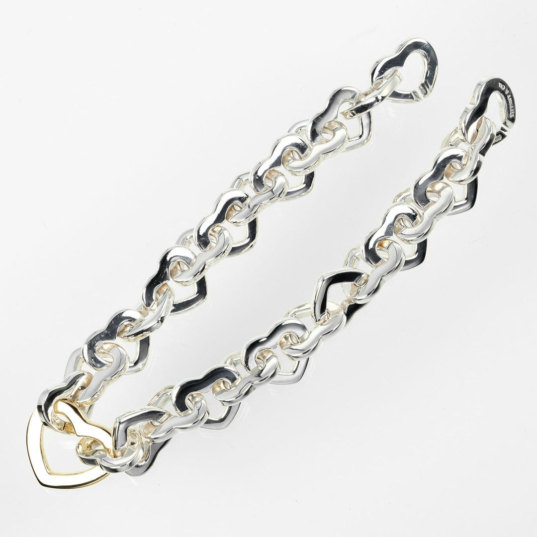 TIFFANY&Co. bracelet Silver925, K18 Yellow Gold Silver Circumference of Wristaround6.4" Heart link Women Used Authentic