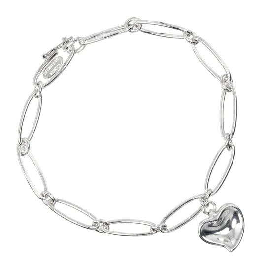 TIFFANY&Co. bracelet Silver925 Silver Circumference of Wristaround6.8" Curved heart Women Used Authentic