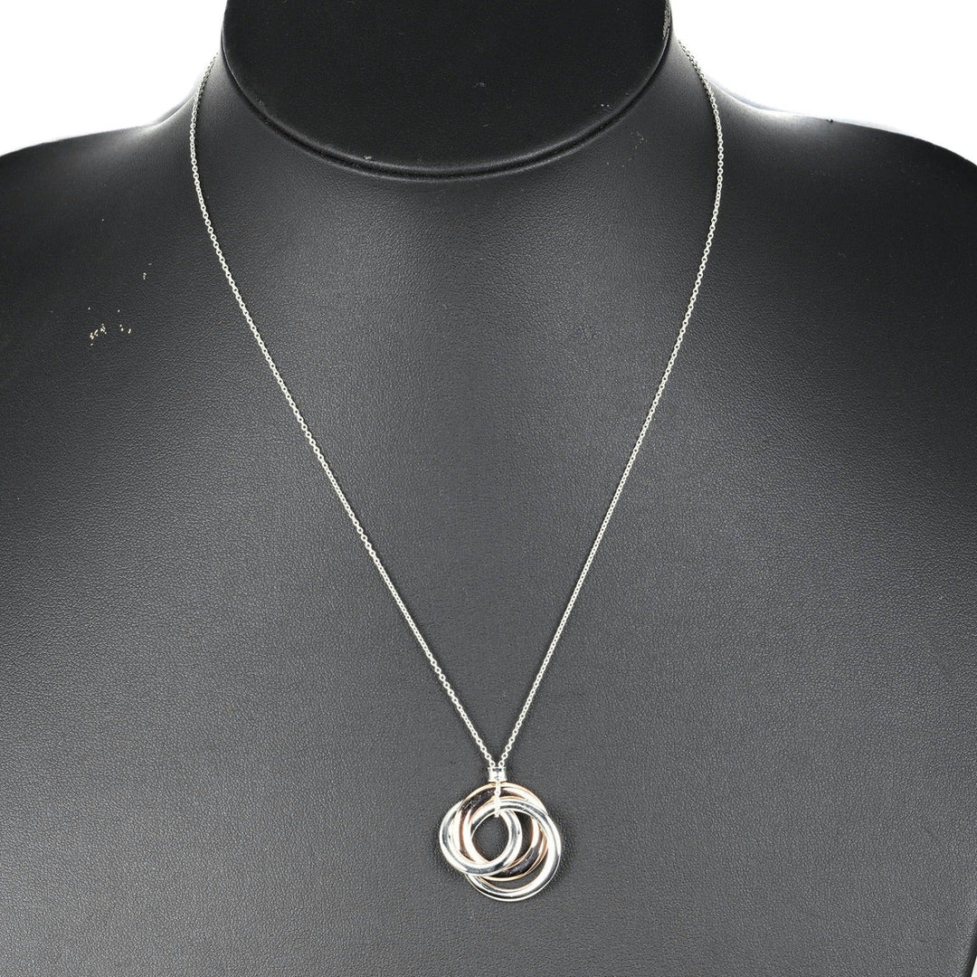 TIFFANY&Co. Necklace Silver925, Rubedo Metal Silver 1837 Interlocking Circle Women Used Authentic
