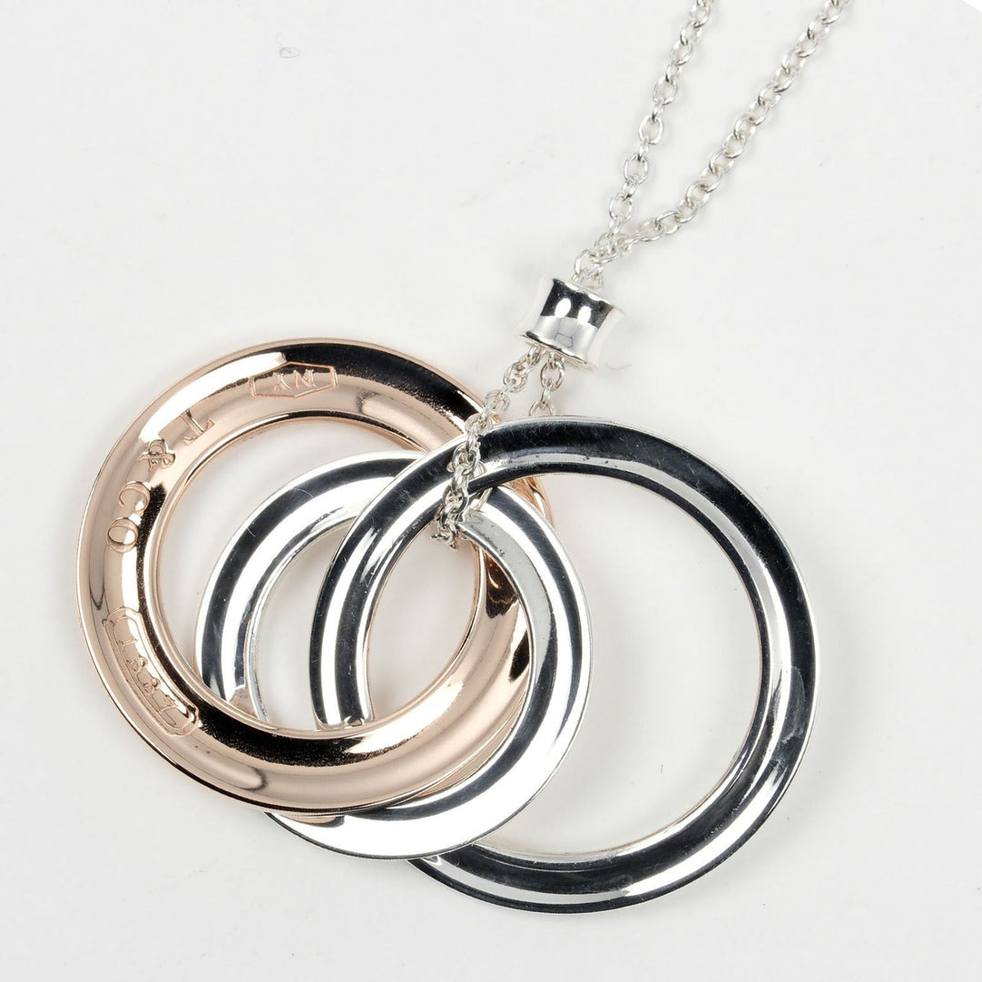 TIFFANY&Co. Necklace Silver925, Rubedo Metal Silver 1837 Interlocking Circle Women Used Authentic