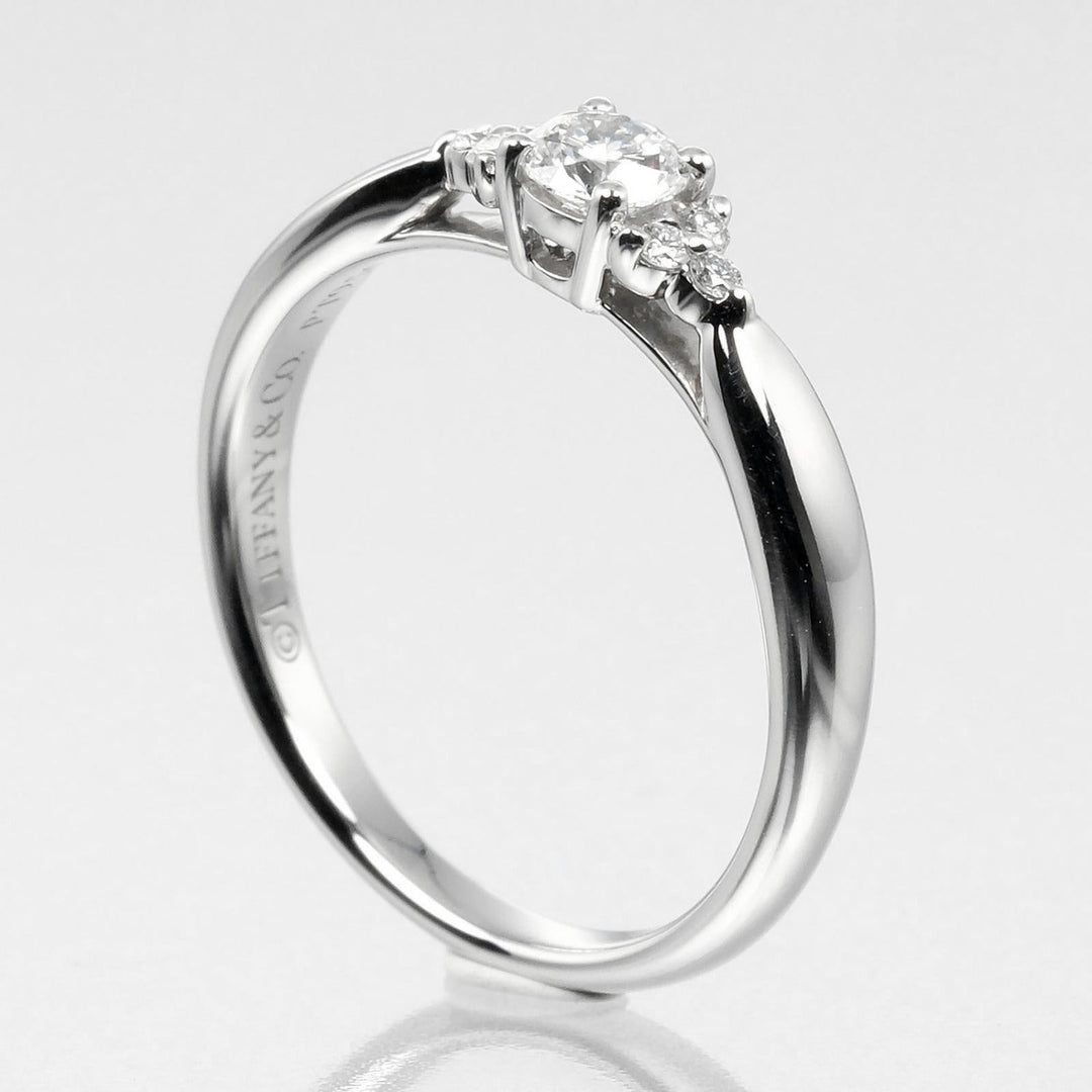 TIFFANY&Co. Ring Pt950Platinum, Diamond Clear Silver harmony side stone Women Used Authentic