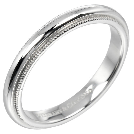TIFFANY&Co. Ring Pt950Platinum Silver 0.1" model Two-Gathered Milgrain Band Women Used Authentic
