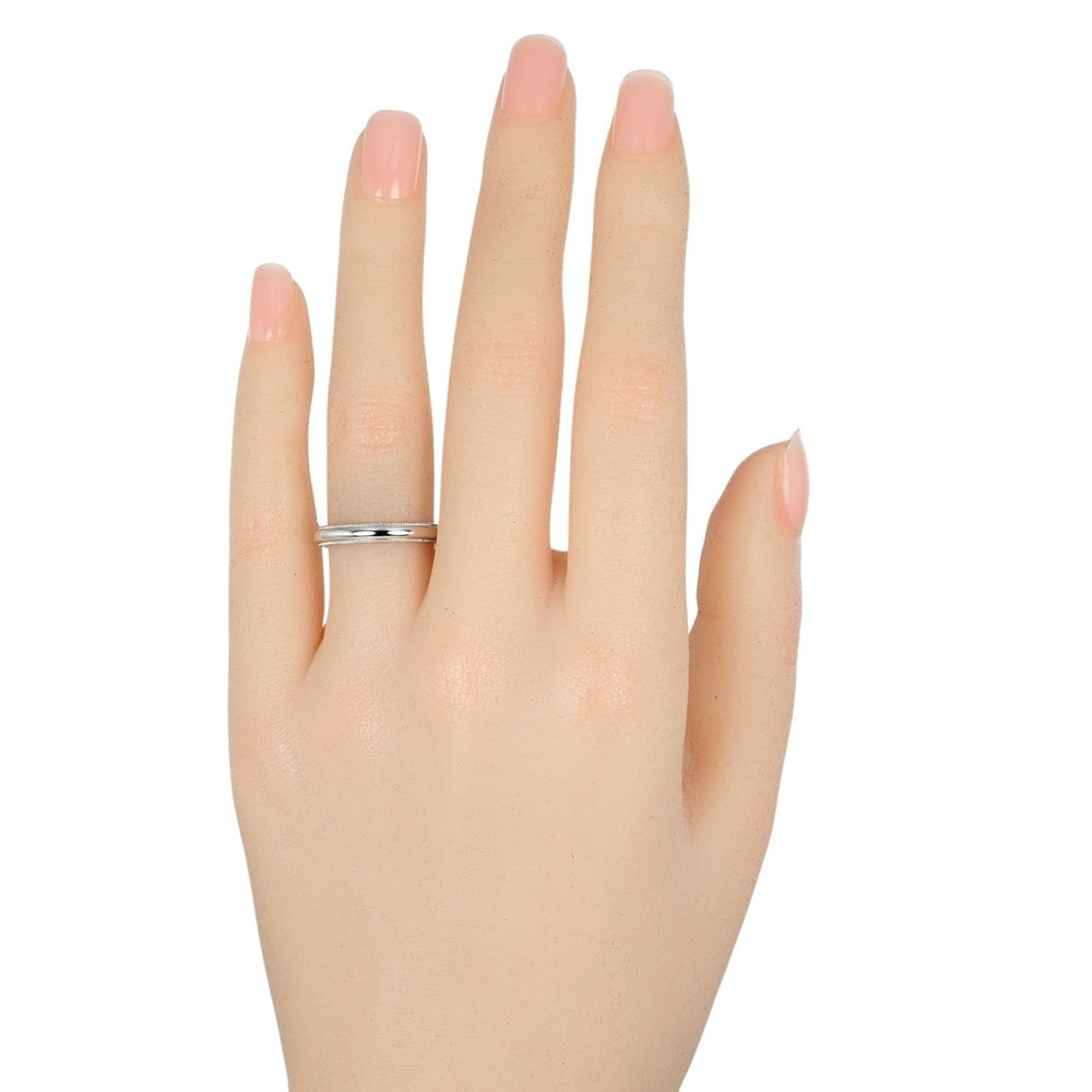 TIFFANY&Co. Ring Pt950Platinum Silver 0.1" model Two-Gathered Milgrain Band Women Used Authentic