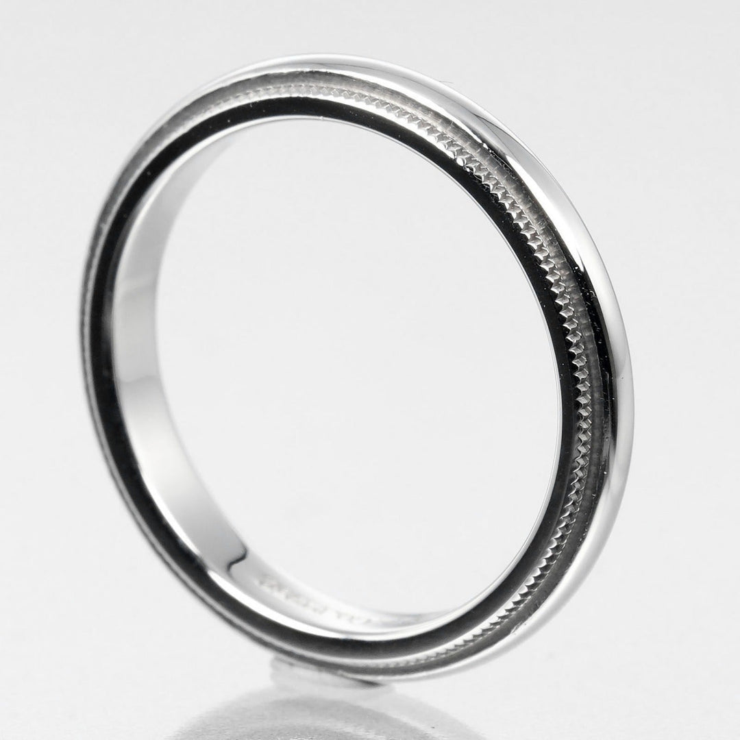 TIFFANY&Co. Ring Pt950Platinum Silver 0.1" model Two-Gathered Milgrain Band Women Used Authentic