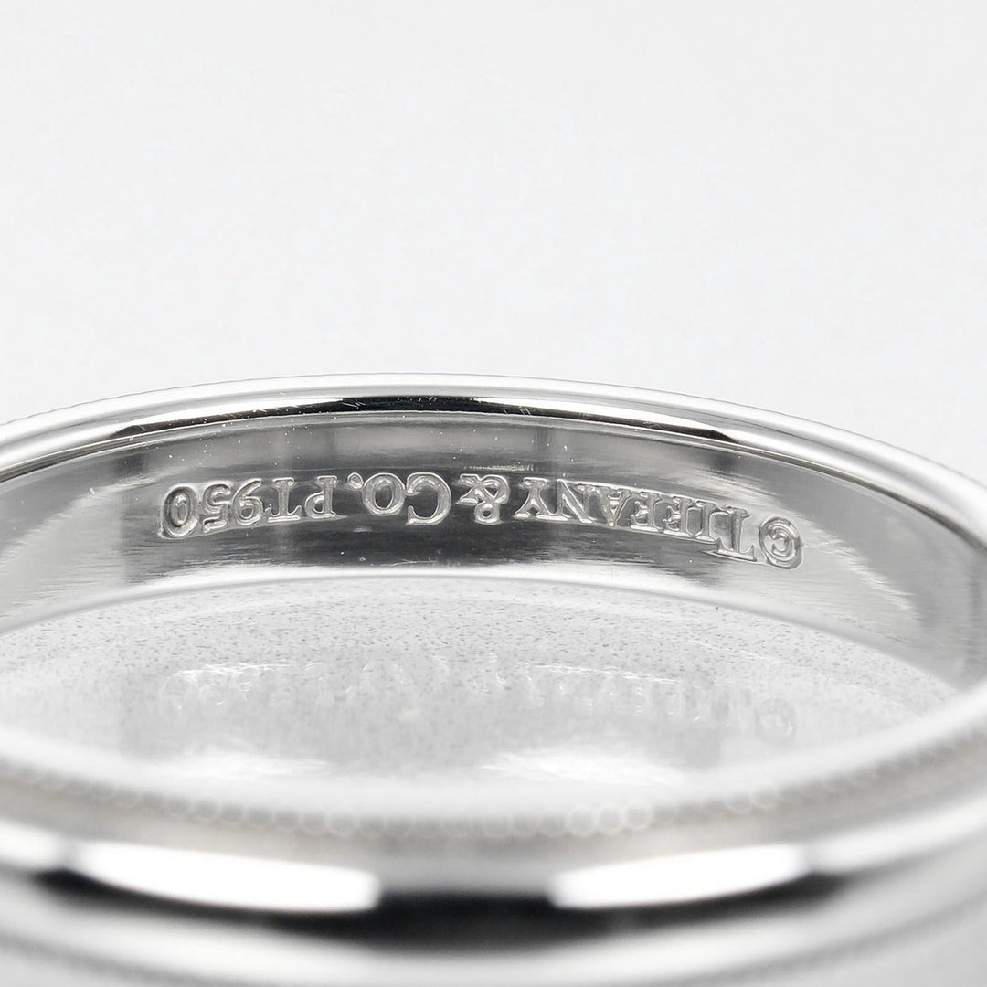 TIFFANY&Co. Ring Pt950Platinum Silver 0.1" model Two-Gathered Milgrain Band Women Used Authentic