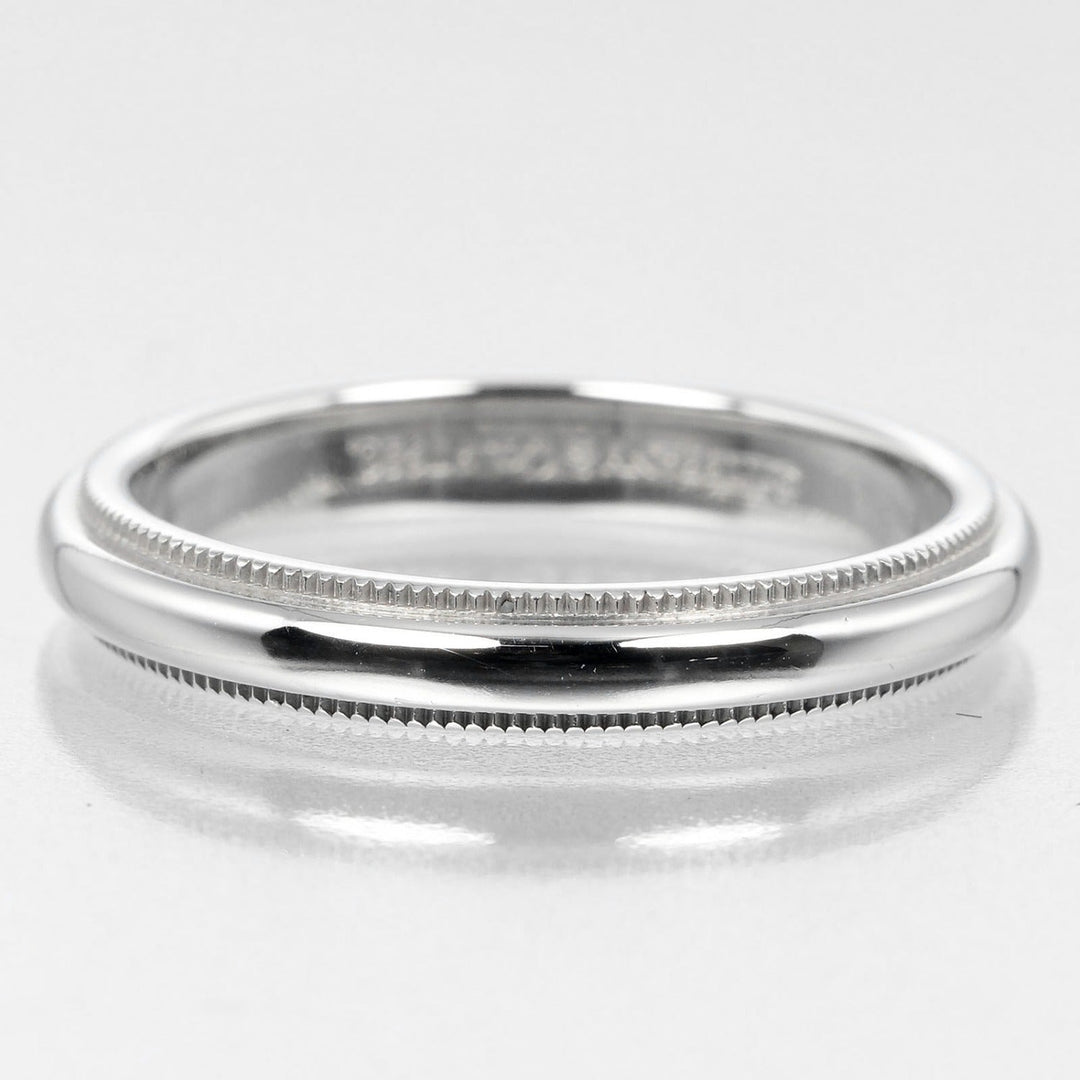 TIFFANY&Co. Ring Pt950Platinum Silver 0.1" model Two-Gathered Milgrain Band Women Used Authentic
