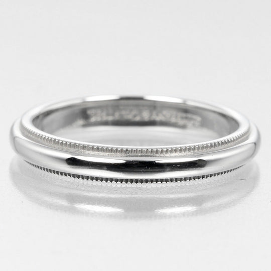 TIFFANY&Co. Ring Pt950Platinum Silver 0.1" model Two-Gathered Milgrain Band Women Used Authentic