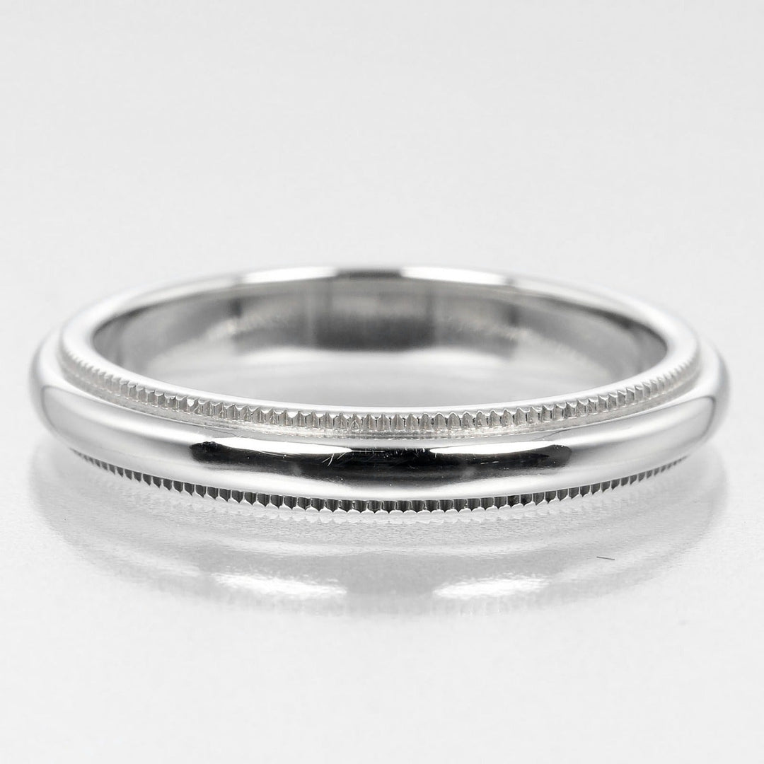 TIFFANY&Co. Ring Pt950Platinum Silver 0.1" model Two-Gathered Milgrain Band Women Used Authentic